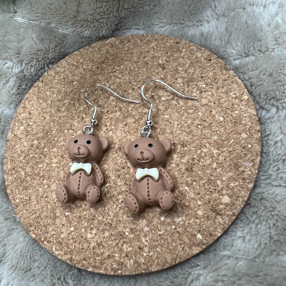 Teddy Bear Dangle Earrings🧸 - Picture 2 of 3